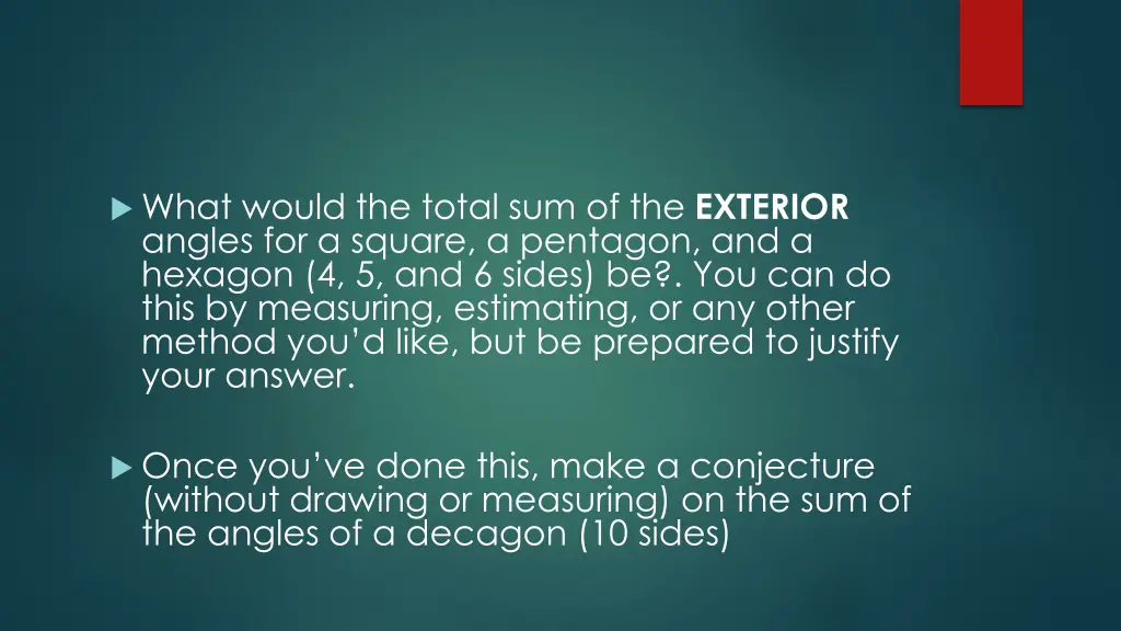 what would the total sum of the exterior angles