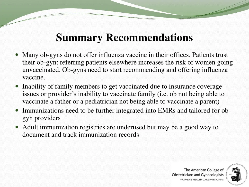summary recommendations 1