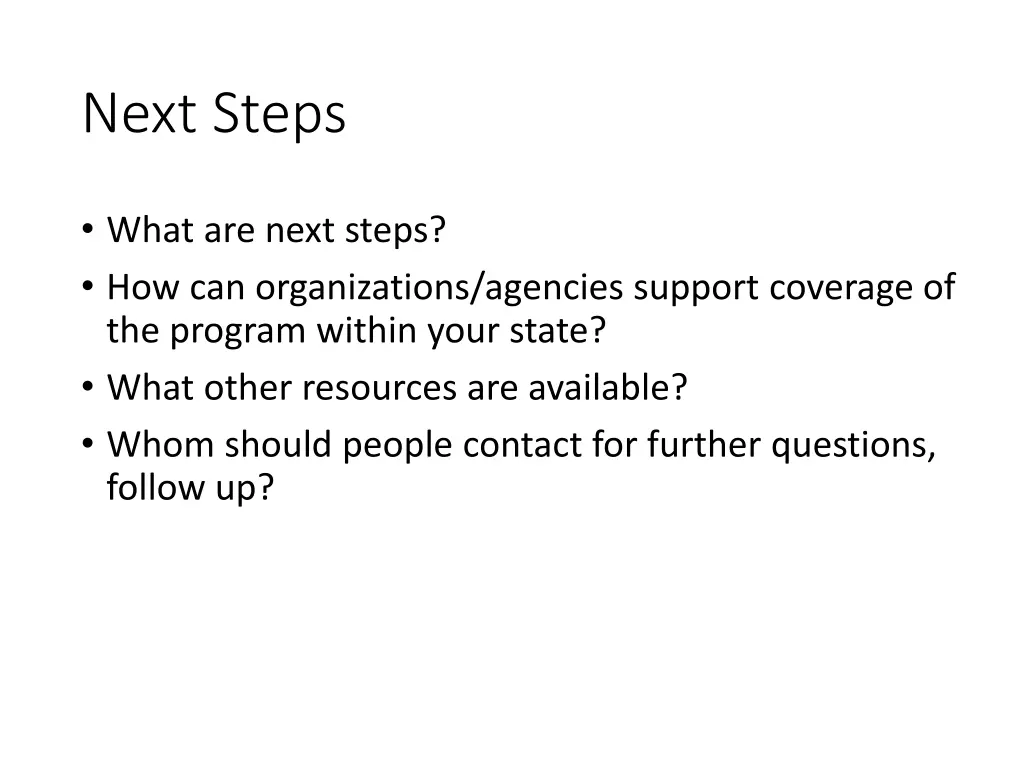 next steps