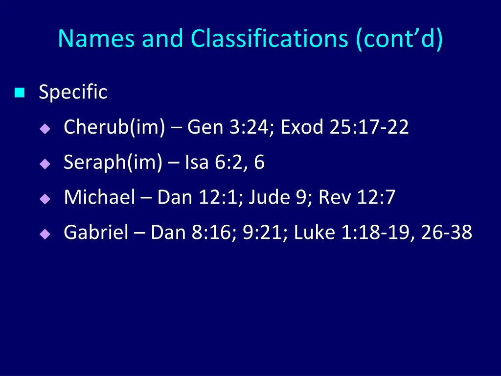 names and classifications cont d