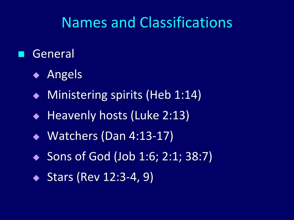 names and classifications