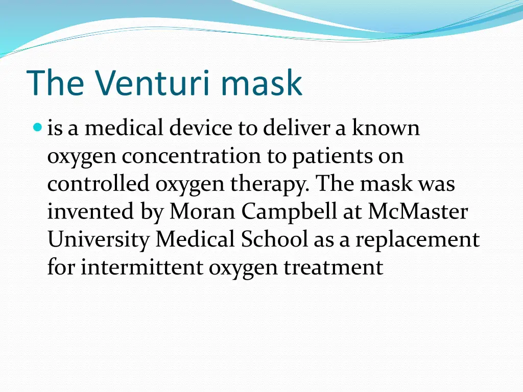 the venturi mask