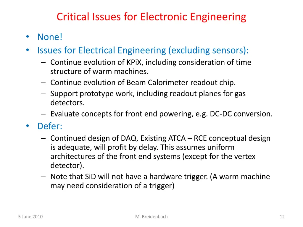 critical issues for electronic engineering