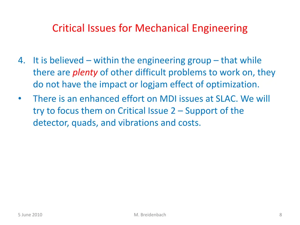 critical issues for mechanical engineering 3