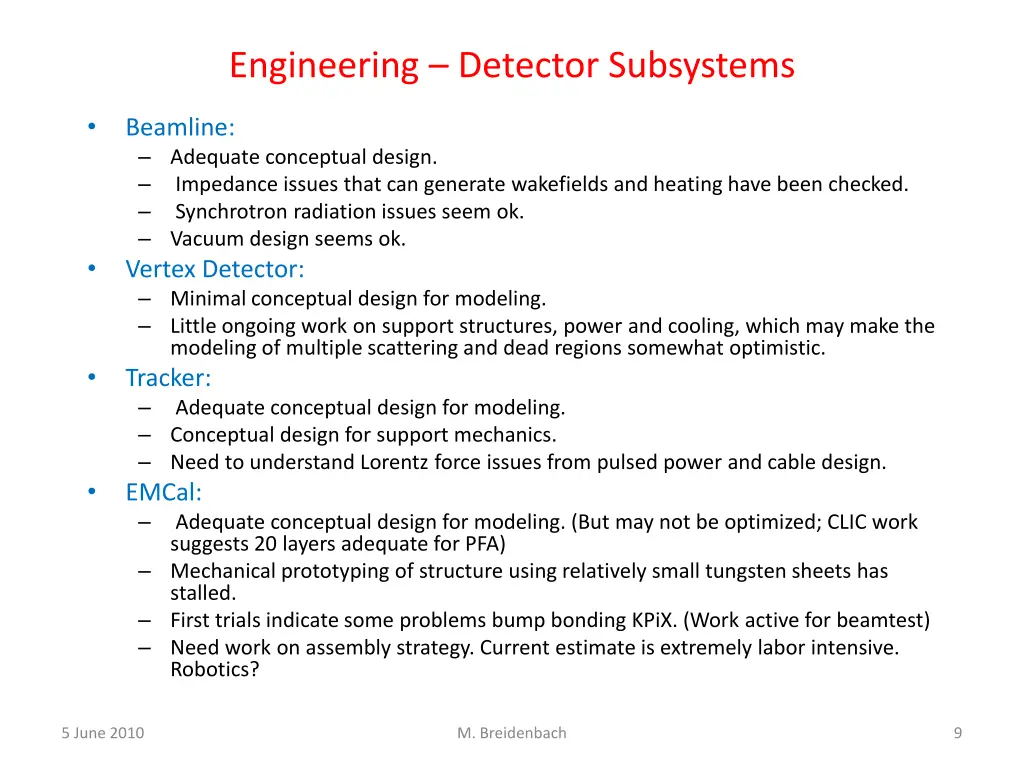 engineering detector subsystems