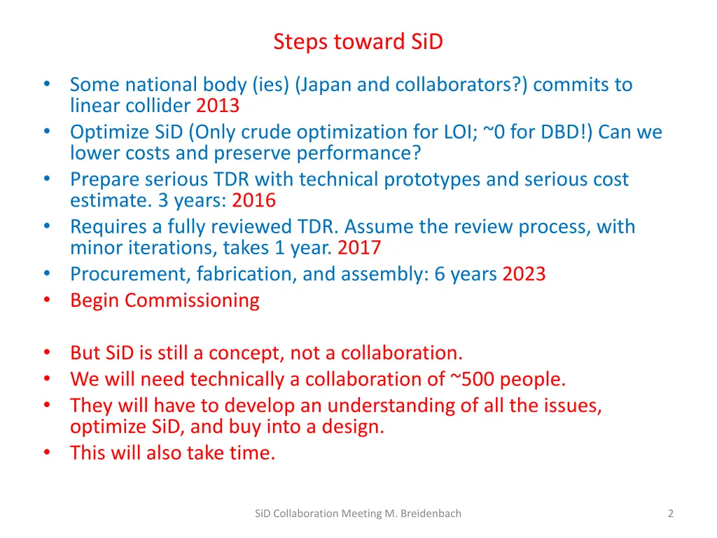 steps toward sid