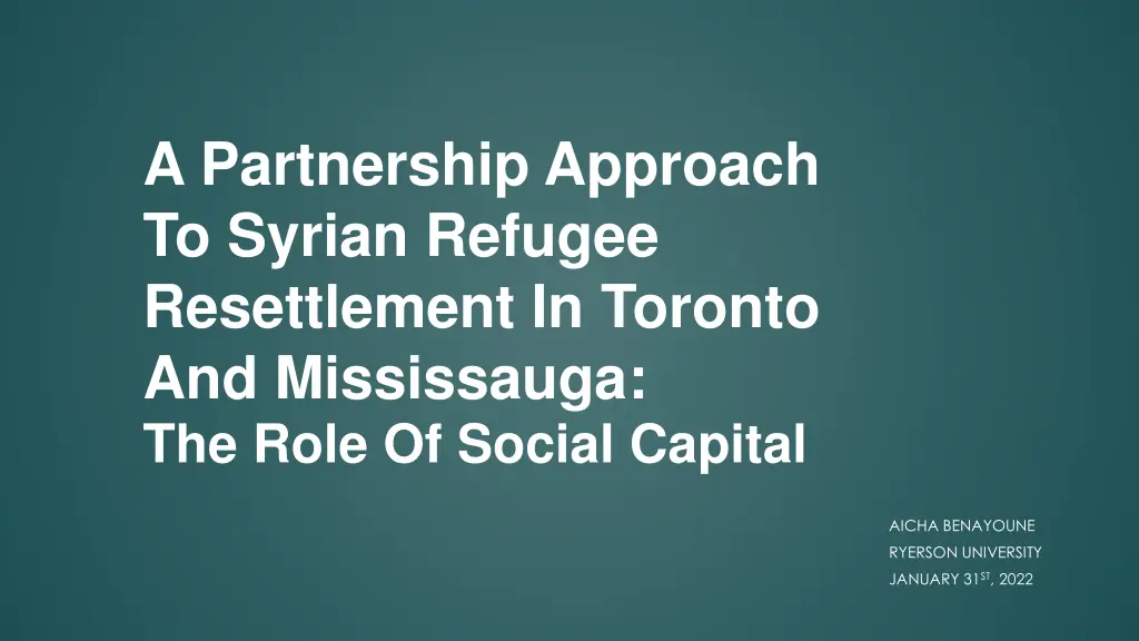 a partnership approach to syrian refugee