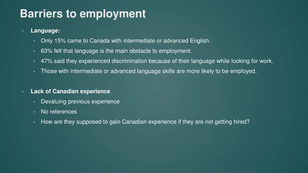 barriers to employment