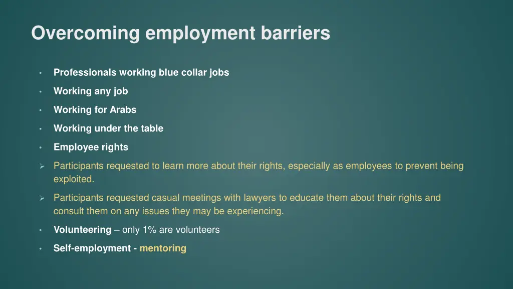 overcoming employment barriers