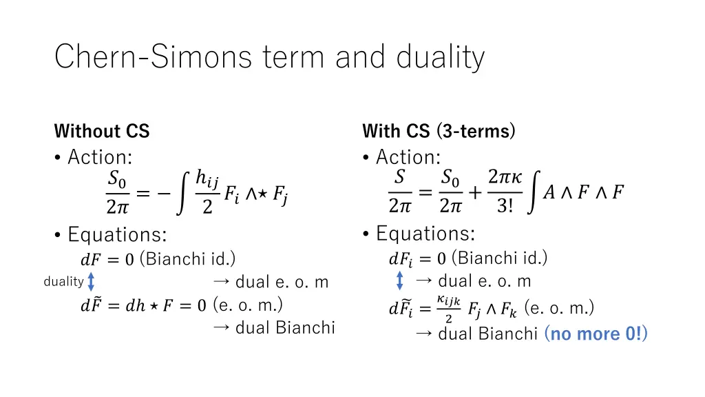 chern simons term and duality