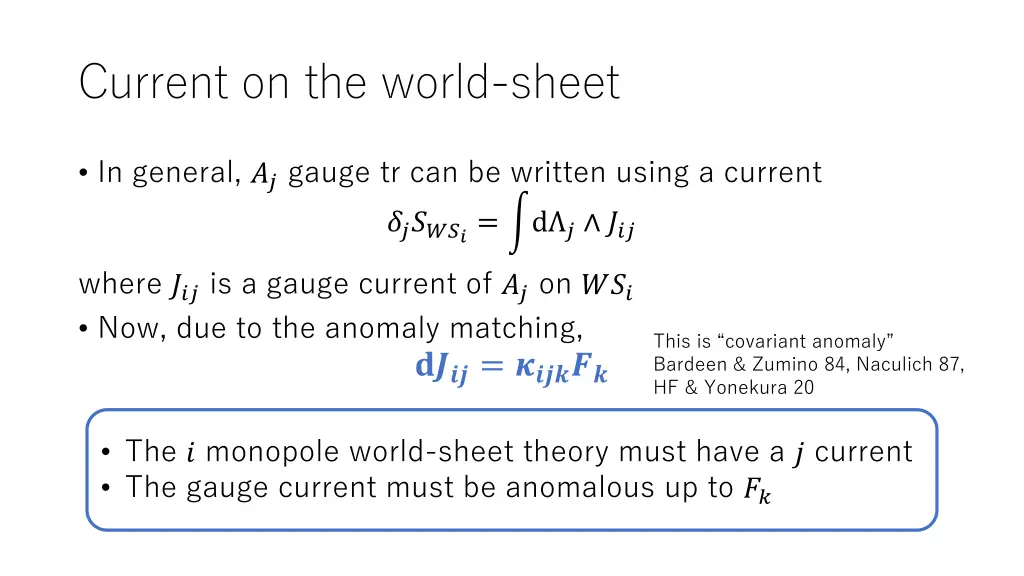 current on the world sheet