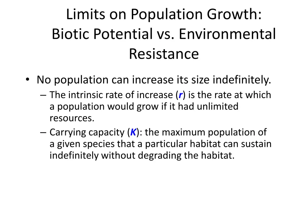 limits on population growth biotic potential