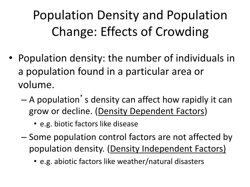 population density and population change effects
