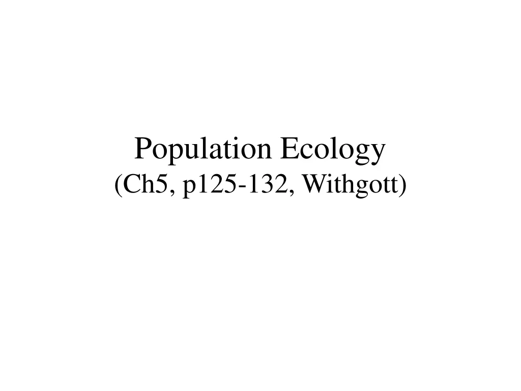 population ecology ch5 p125 132 withgott