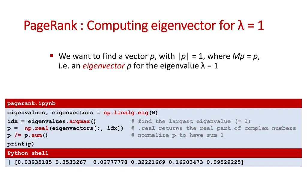 pagerank computing eigenvector pagerank computing