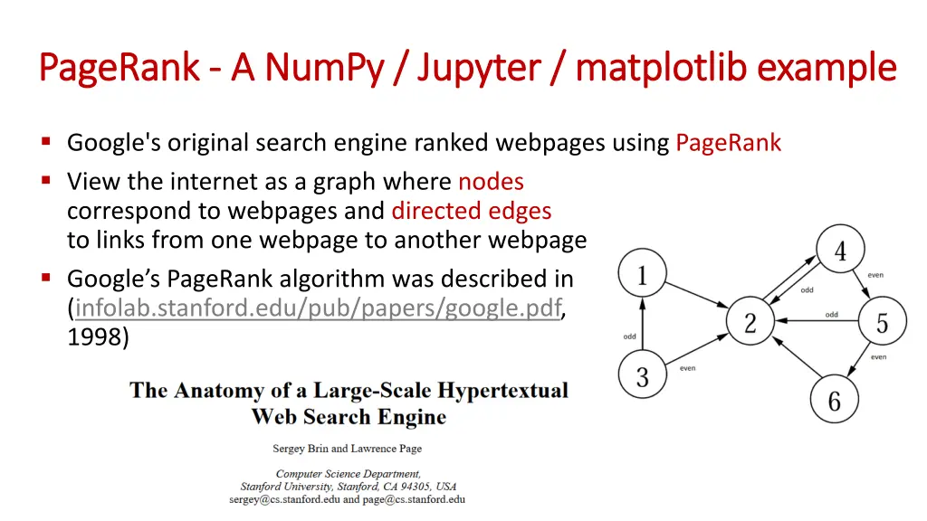 pagerank pagerank a a numpy