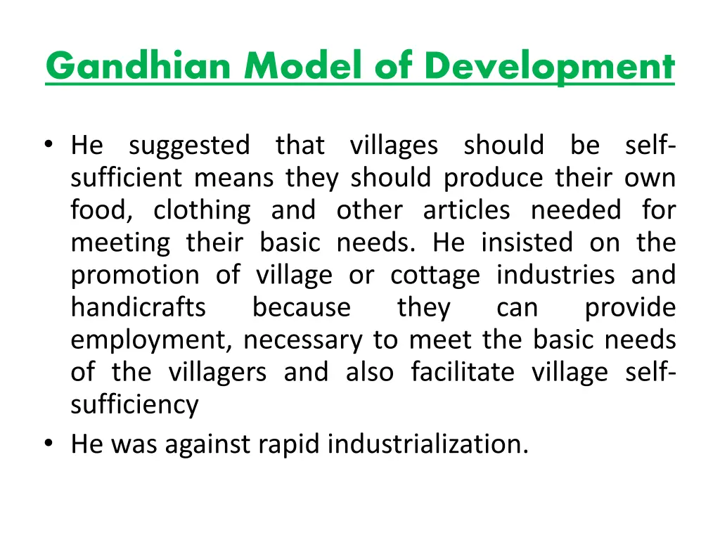 gandhian model of development