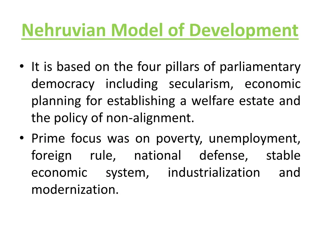 nehruvian model of development