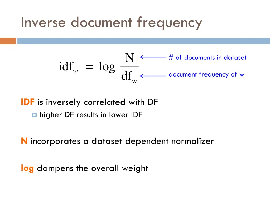 inverse document frequency