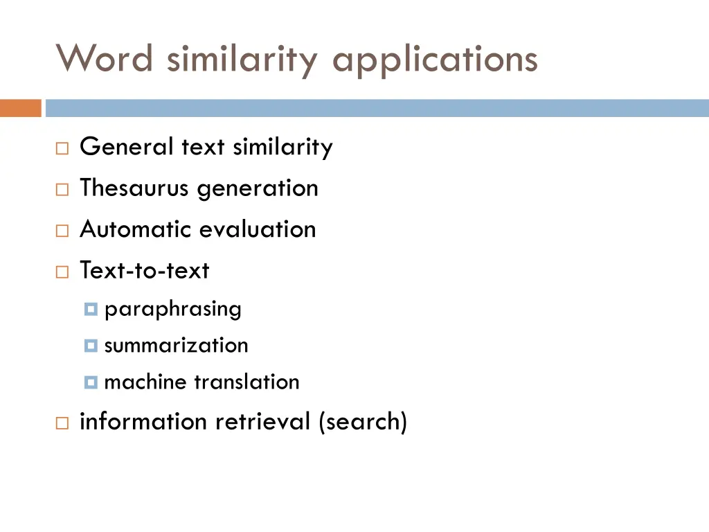 word similarity applications