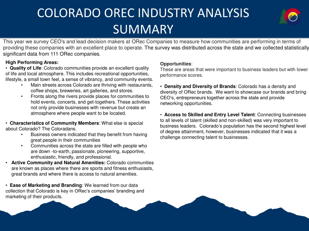 colorado orec industry analysis summary this year