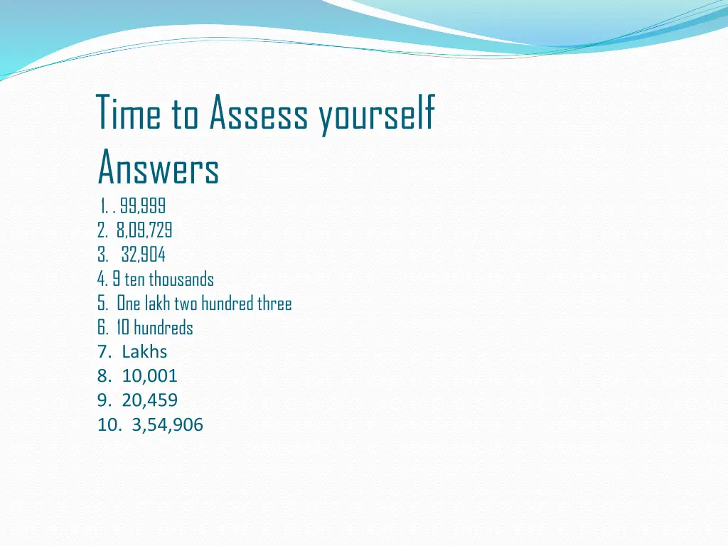 time to assess yourself answers