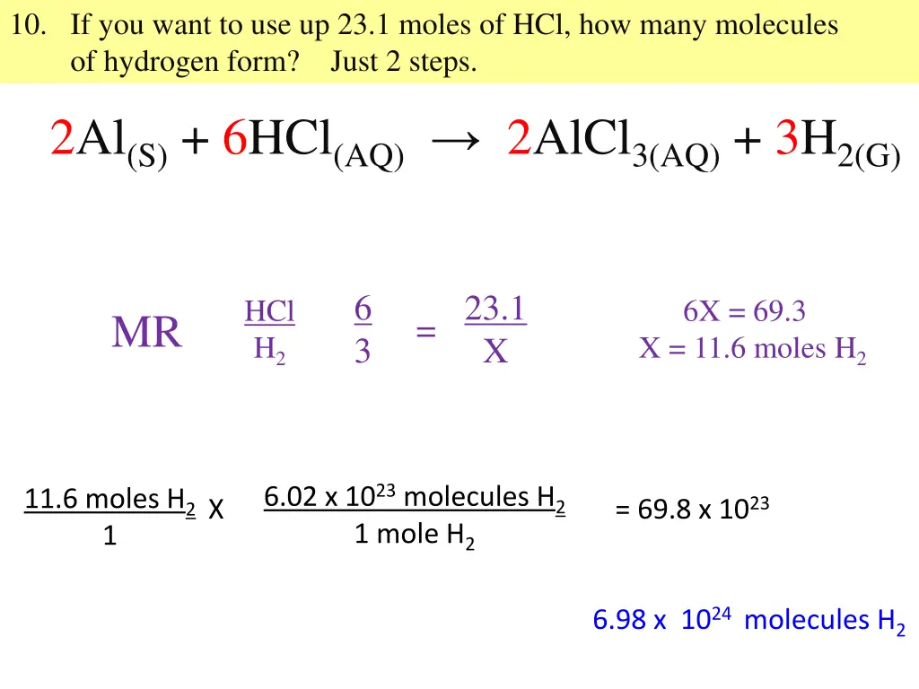 10 if you want to use up 23 1 moles 1