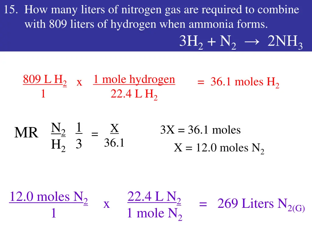 15 how many liters of nitrogen gas are required 1