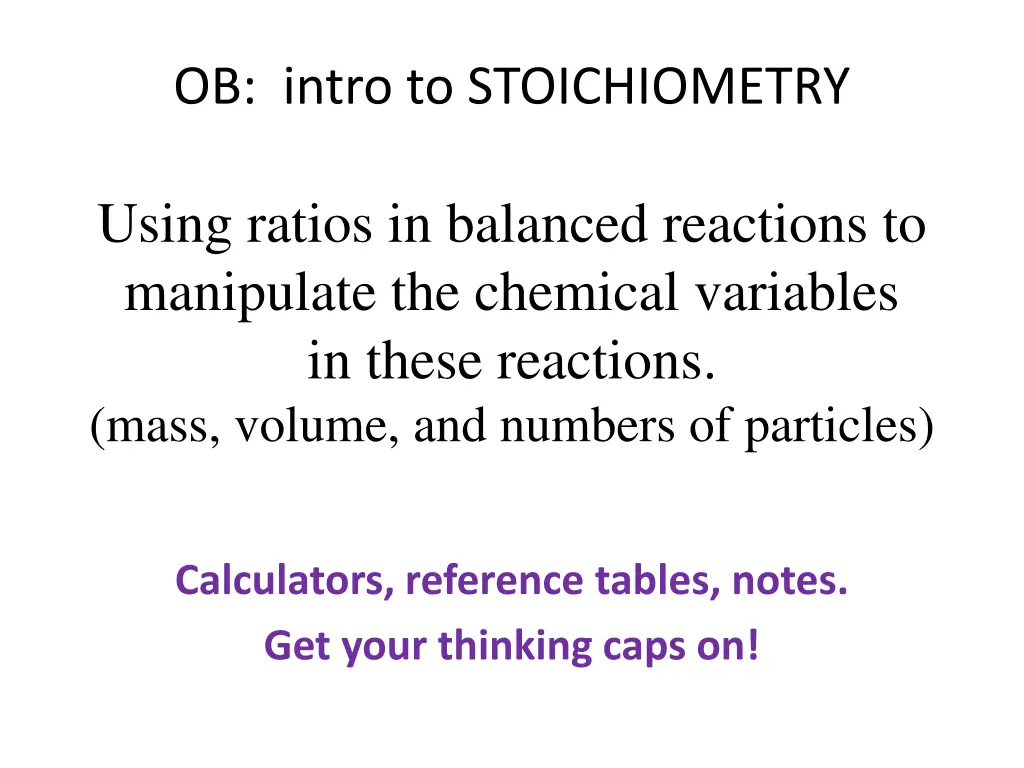ob intro to stoichiometry
