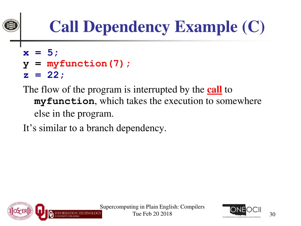 call dependency example c