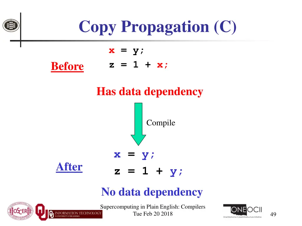 copy propagation c