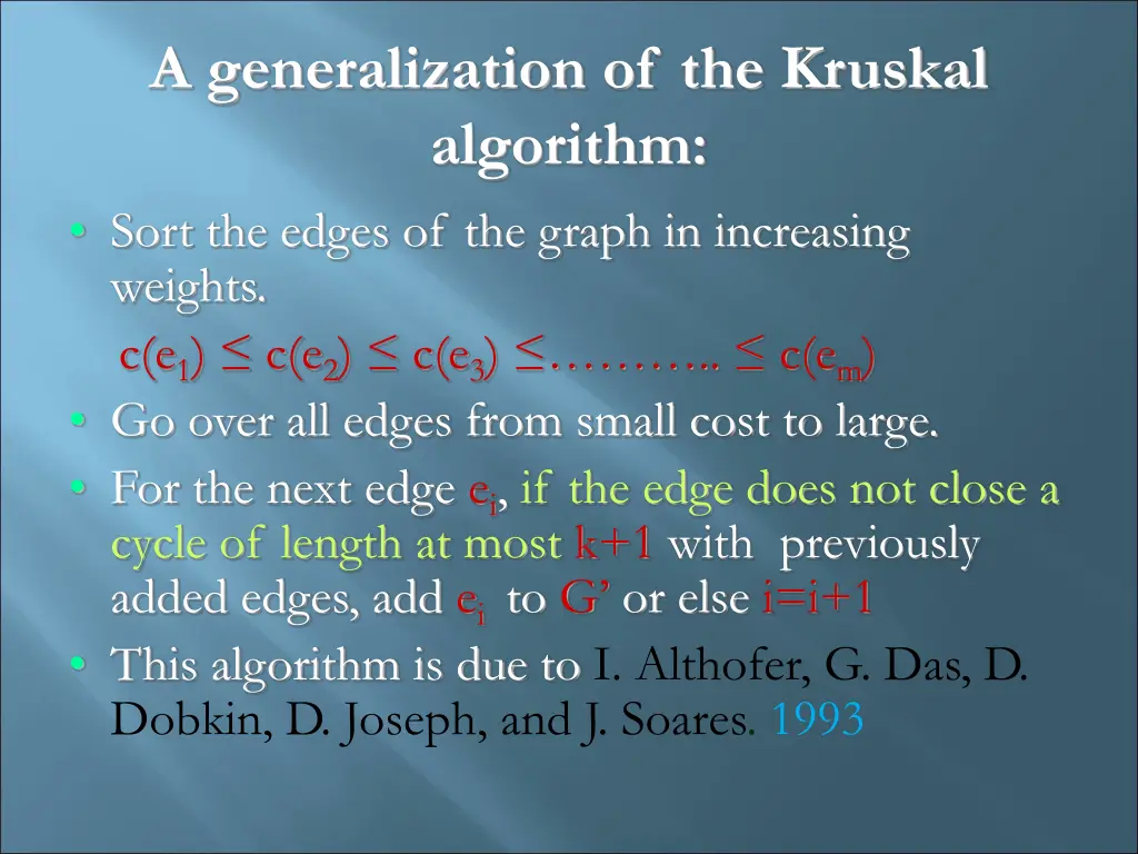 a generalization of the kruskal algorithm sort