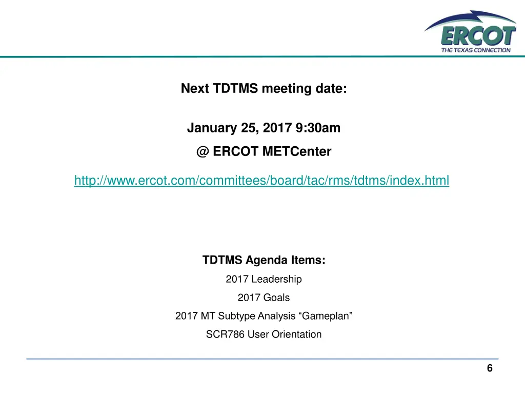 next tdtms meeting date