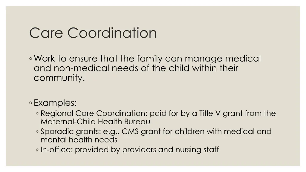 care coordination