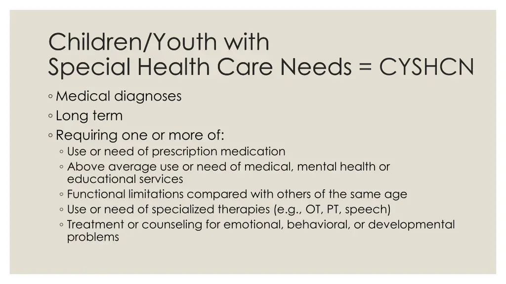 children youth with special health care needs 1
