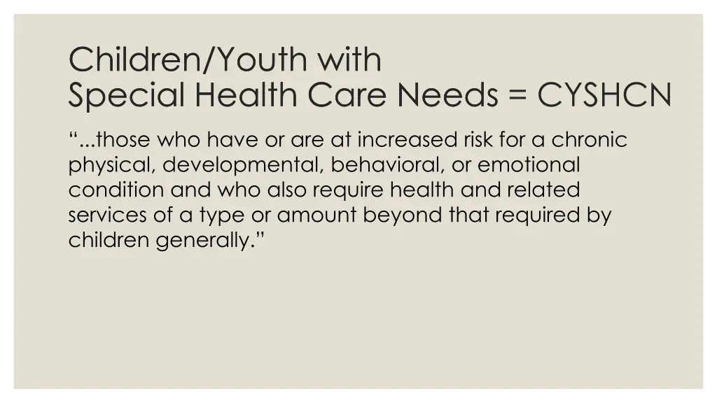children youth with special health care needs