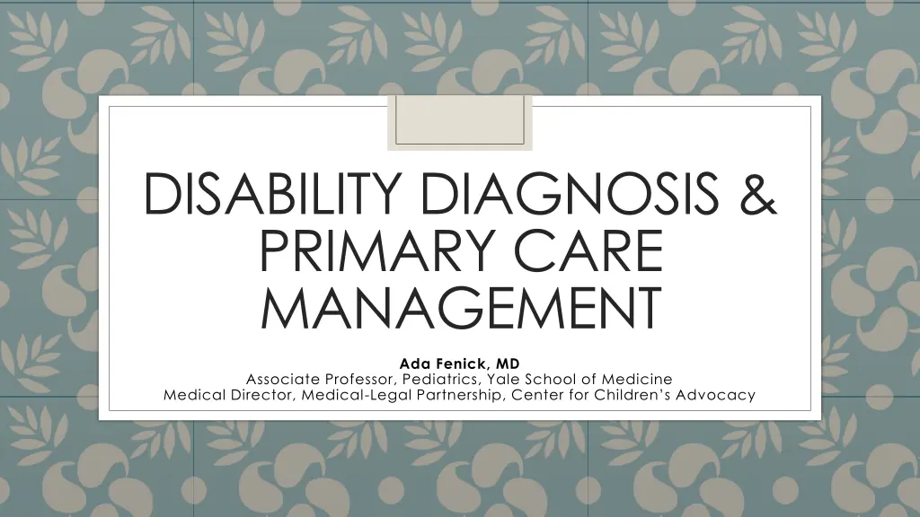 disability diagnosis primary care management