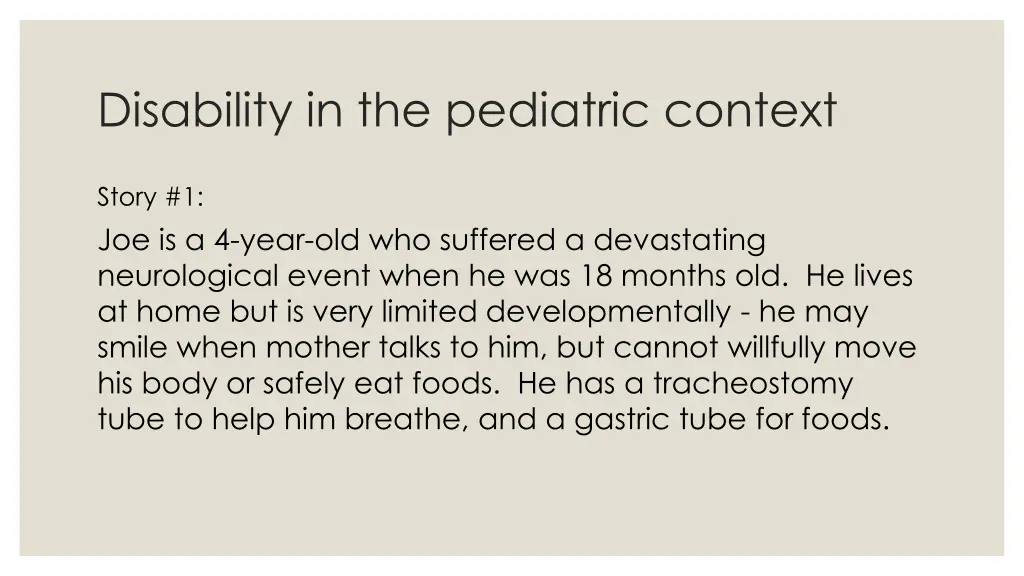 disability in the pediatric context