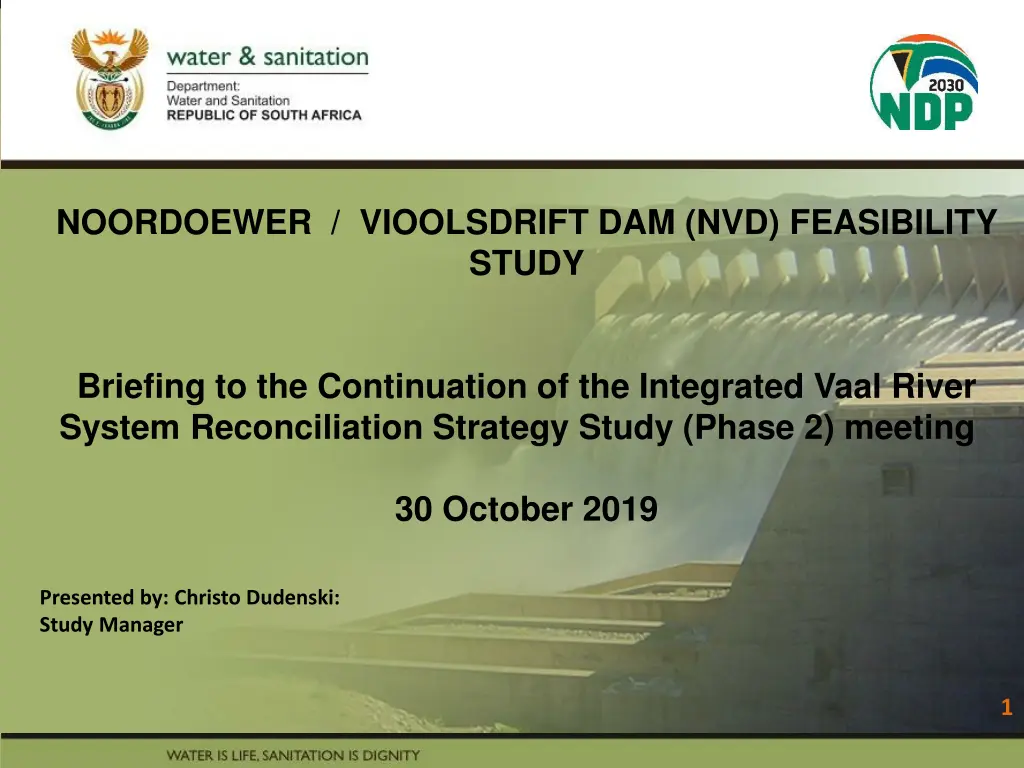 noordoewer vioolsdrift dam nvd feasibility study