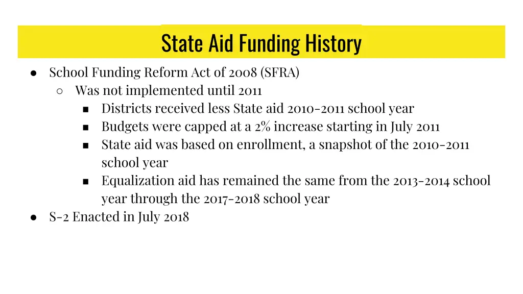 state aid funding history