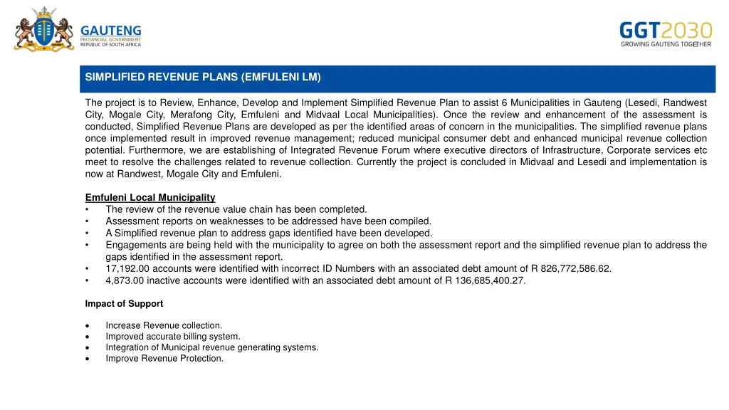 simplified revenue plans emfuleni lm