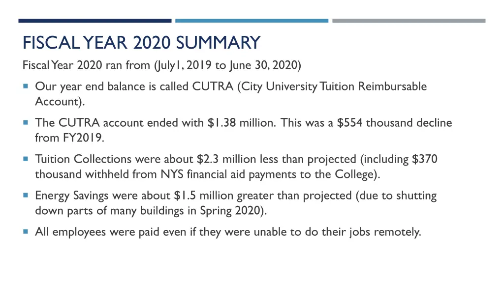 fiscal year 2020 summary fiscal year 2020