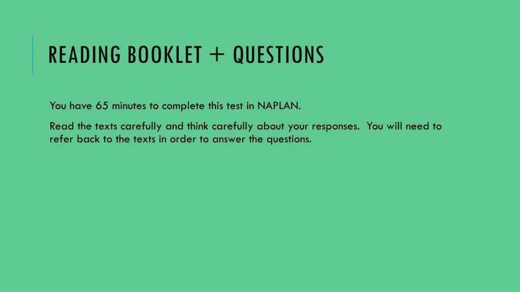 reading booklet questions
