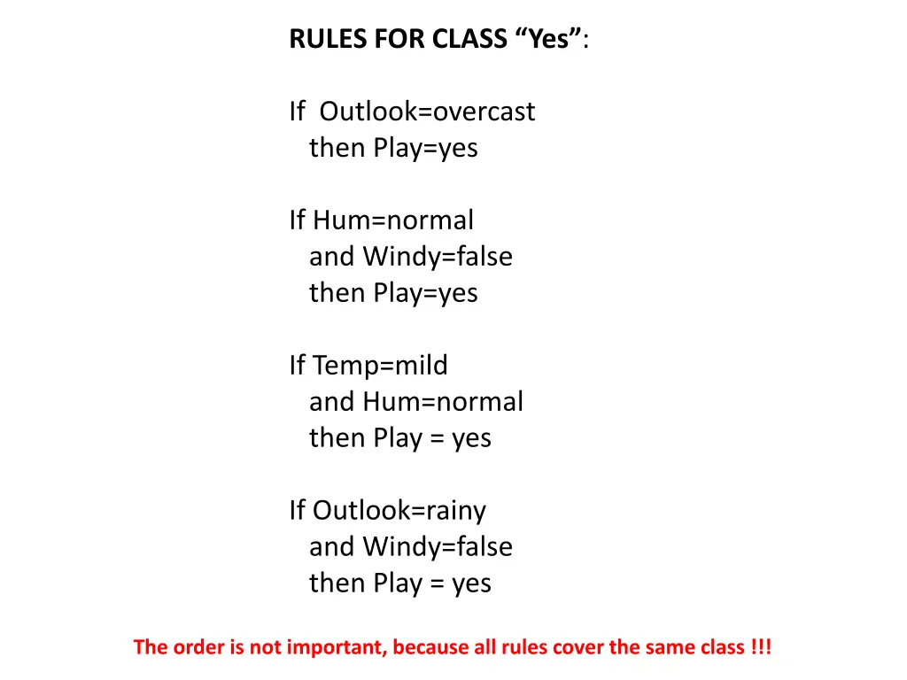 rules for class yes