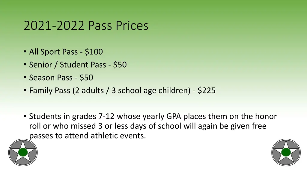 2021 2022 pass prices