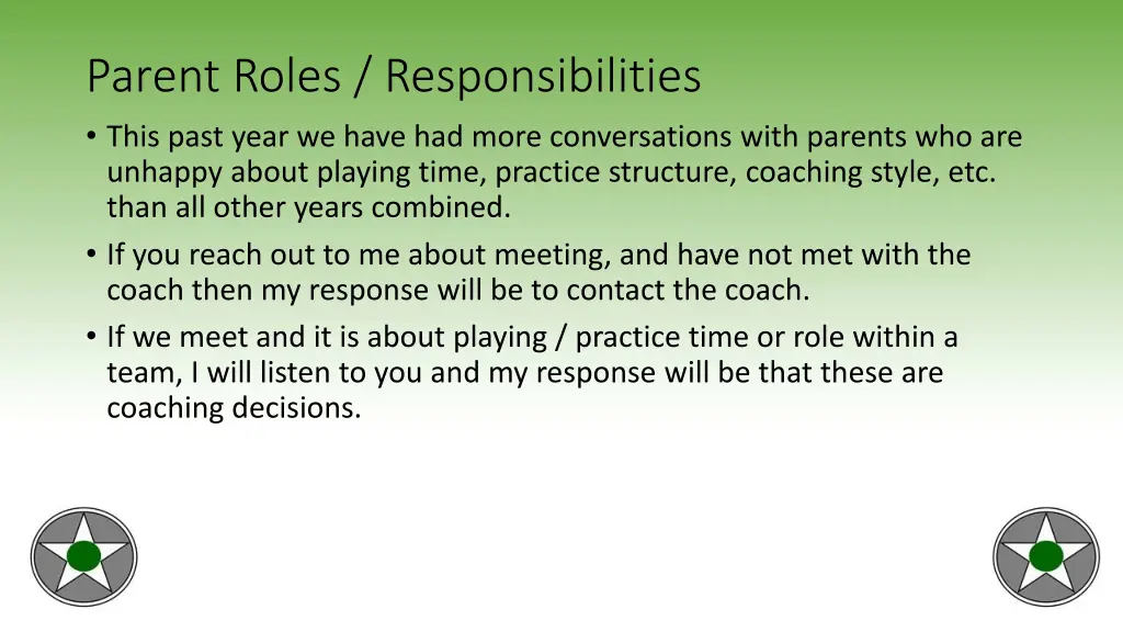 parent roles responsibilities this past year