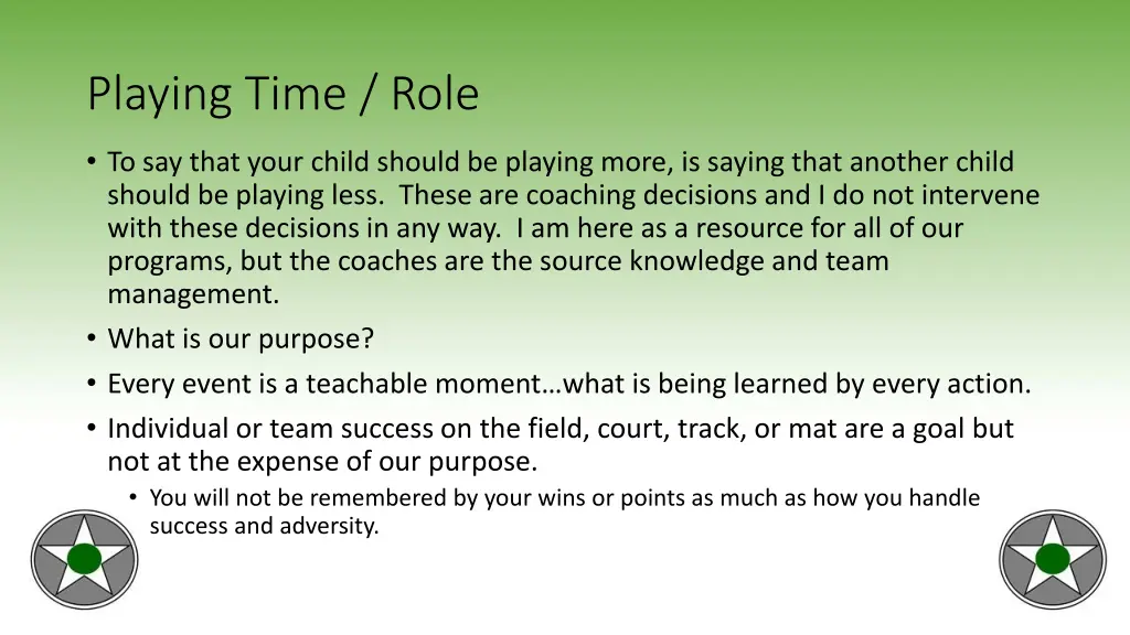 playing time role