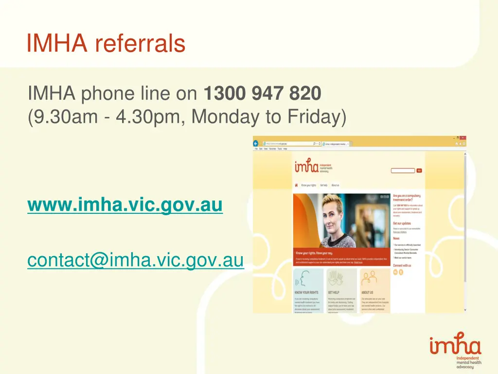 imha referrals