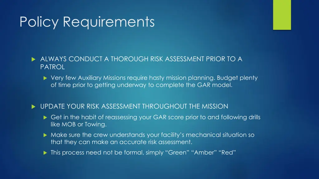 policy requirements
