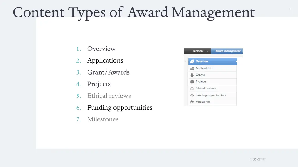 content types of award management